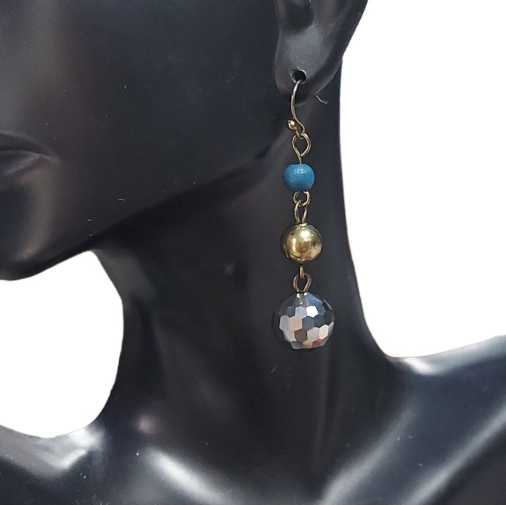 E2391 Disco Ball Drop Earrings